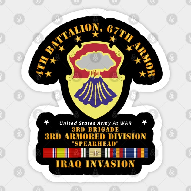 4th Bn 67th Armor -  3rd AR Div - Invasion w IRAQ SVC Sticker by twix123844